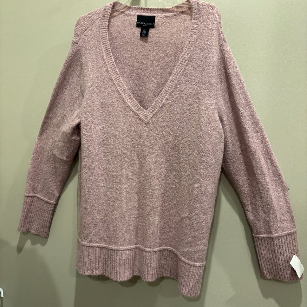 Cynthia Rowley Soft Pink V-neck long sleeve pullover sweater, 2X